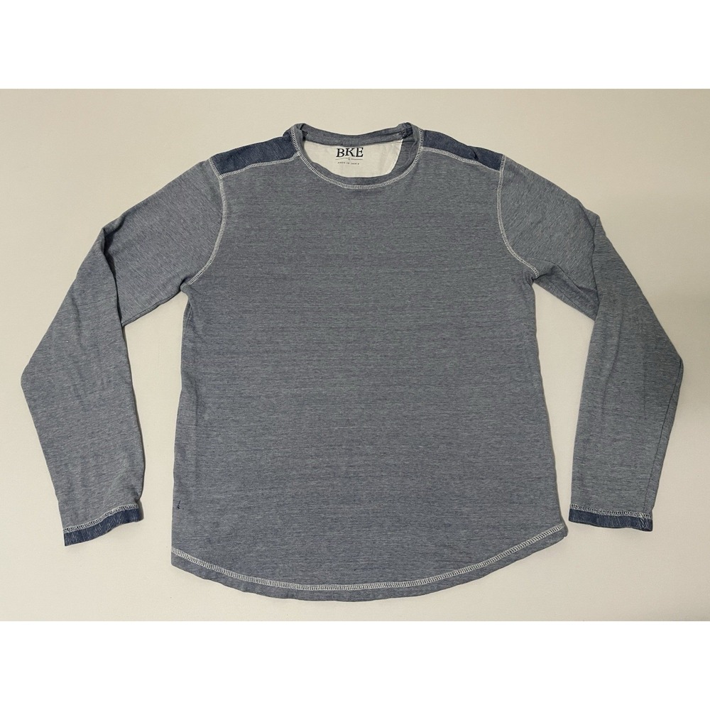 BKE Buckle‎ Drop Needle Thermal Knit Blue Crewneck Long Sleeve Shirt Size Large